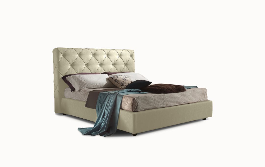 Letto Andromeda - Tessuto, Bianco Tortora, Matrimoniale Letto Andromeda - Tessuto, Bianco Tortora, Matrimoniale