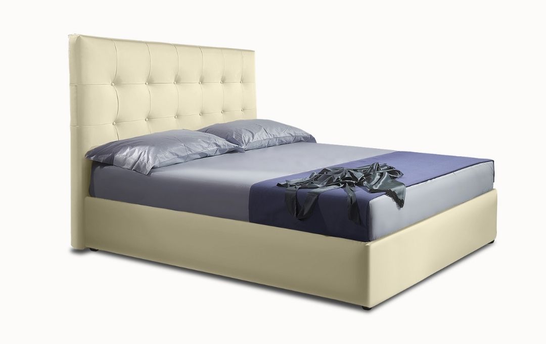 Letto Fenice - Ecopelle, Beige, Matrimoniale Letto Fenice - Ecopelle, Beige, Matrimoniale