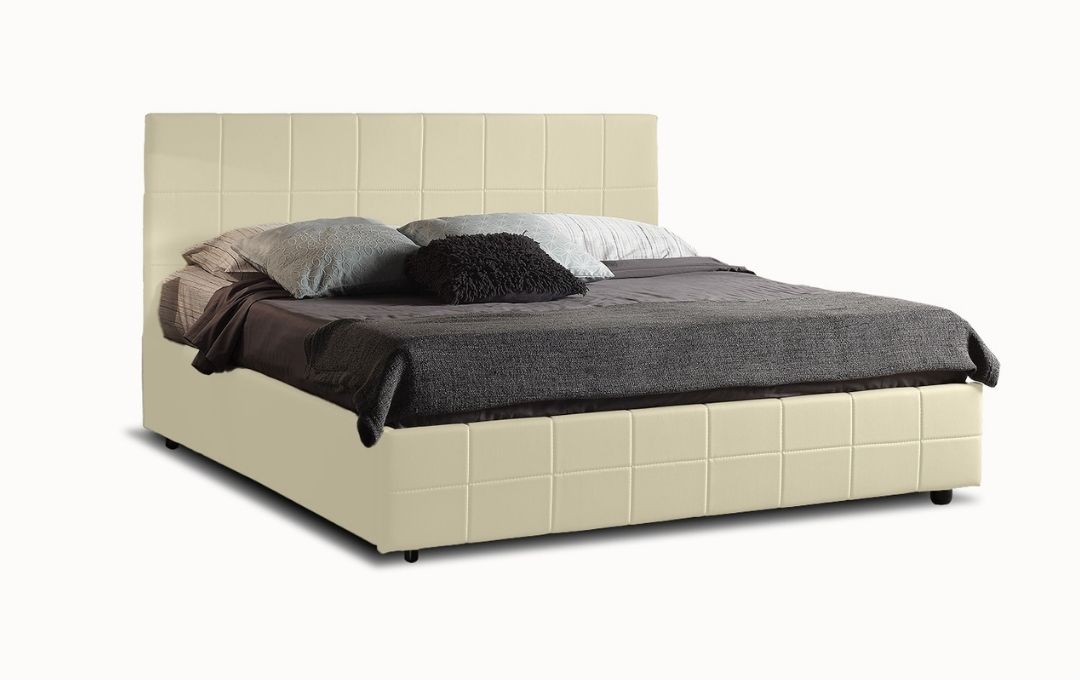Letto Pegaso - Ecopelle, Beige, Matrimoniale Letto Pegaso - Ecopelle, Beige, Matrimoniale