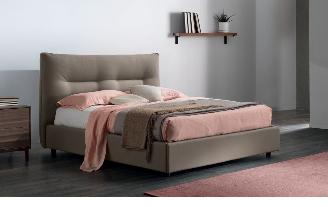 Letto Perseo - Ecopelle, Tortora, Matrimoniale stanza Letto Perseo - Ecopelle, Tortora, Matrimoniale stanza